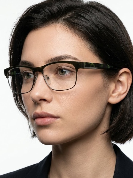 Prada Accessories - Prada Black Green Tortoiseshell Eyeglasses VPR 61P KAG-101 Rectangle Browline